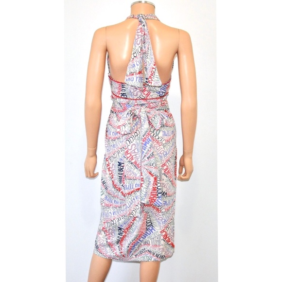ISABELA CAPETO Portuguese Word Print Beaded Halter Dress - Sz M - Picture 5 of 11